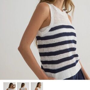 Bella Dahl Navy & white stripe sleeveless sweater-size L